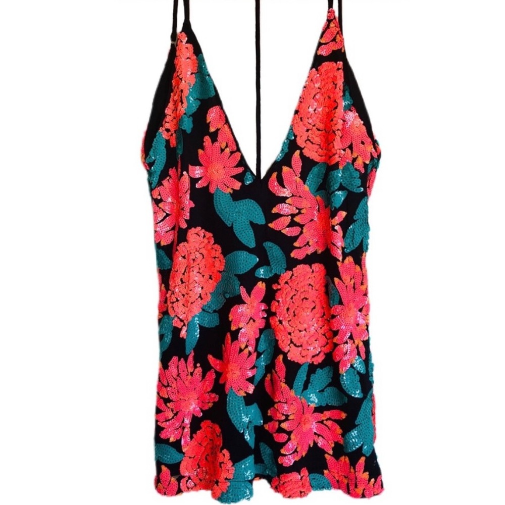 🚨NEVER WORN🚨🌺🌴TROPICAL SEQUIN BACKLESS DRESS🌺🌴
